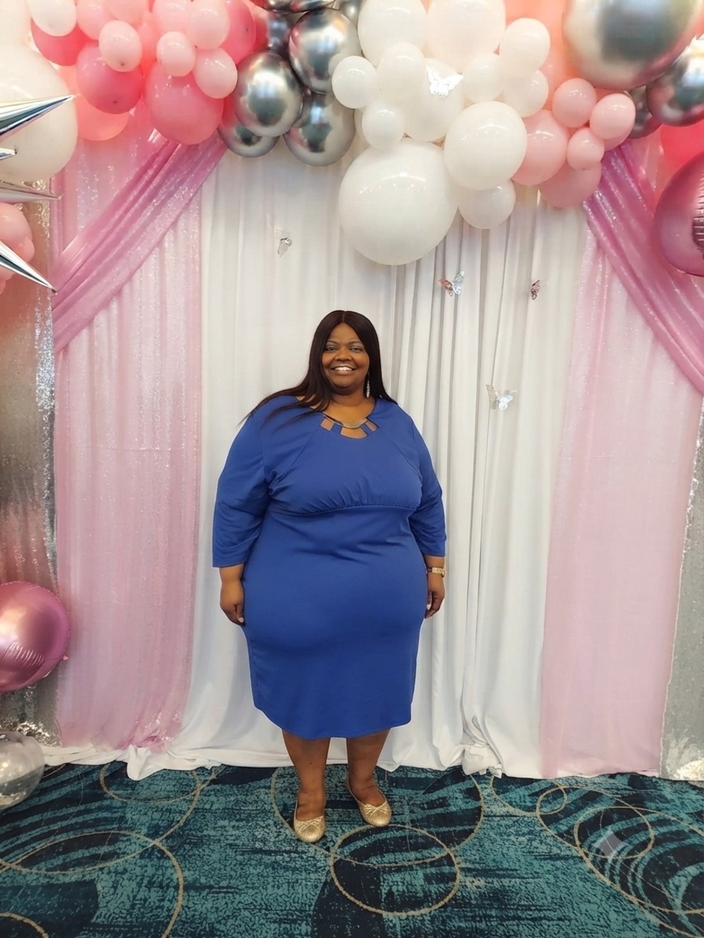 ROMWE Cobalt Blue Keyhole Midi Dress